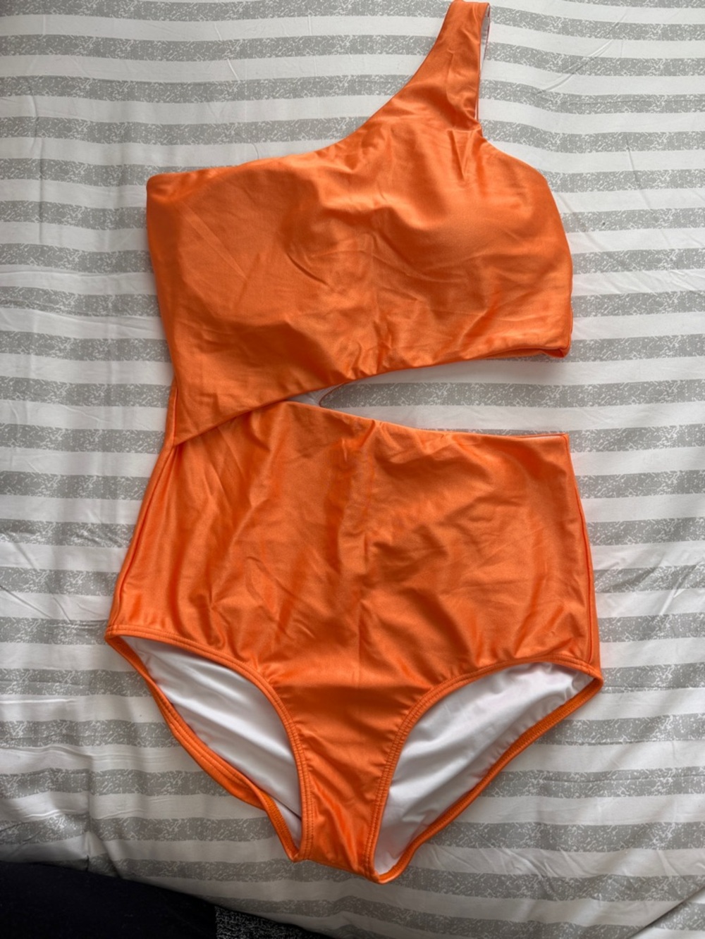 One-Shoulder Cutout One-Piece Swimsuit - Orange